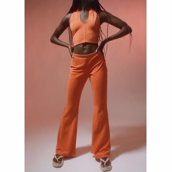 Women's Orange Flared Lounge Pants - Picture 8 of 10